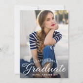 Chic Modern Elegant Script PHOTO Graduation Party Kaart (Voorkant)
