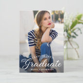 Chic Modern Elegant Script PHOTO Graduation Party Kaart (Staand voorkant)