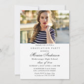 Chic Modern Elegant Script PHOTO Graduation Party Kaart (Achterkant)