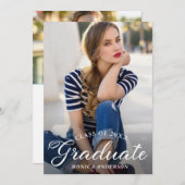 Chic Modern Elegant Script PHOTO Graduation Party Kaart (Voorkant / Achterkant)