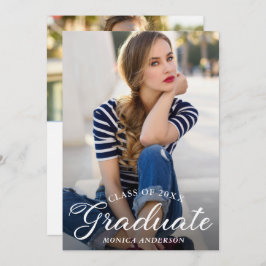 Chic Modern Elegant Script PHOTO Graduation Party Kaart