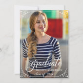 Chic Modern Elegant Script PHOTO Graduation Party Kaart (Voorkant)