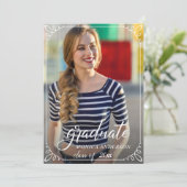 Chic Modern Elegant Script PHOTO Graduation Party Kaart (Staand voorkant)