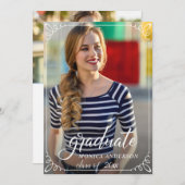 Chic Modern Elegant Script PHOTO Graduation Party Kaart (Voorkant / Achterkant)