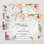 Chic Modern Elegante Waterverf Bloemen Verjaardag Kaart (Voorkant / Achterkant)