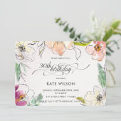 Chic Modern Elegante Waterverf Bloemen Verjaardag Kaart (Staand voorkant)