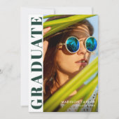 Chic Modern Emerald Groen Wit Foto Afstuderen Aankondiging (Voorkant)