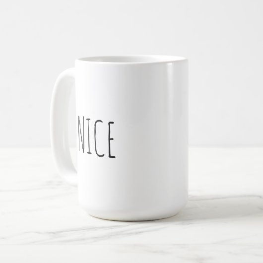 Chic Modern Farmhouse ‘Nice’ Customizable Words  Koffiemok (Voorkant links)