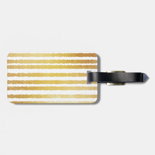 Chic Modern Faux Gold Stripes Initialen Bagagelabel (Achterkant horizontaal)
