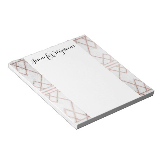 Chic Modern Faux Roos Gold Geometric Triangles Notitieblok (Schuin)