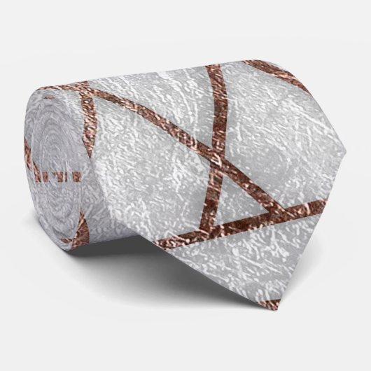 Chic Modern Faux Roos Gold Geometric Triangles Stropdas (Opgerold)