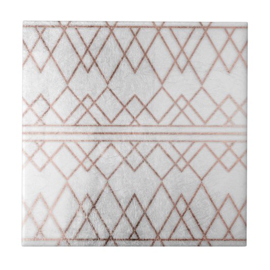 Chic Modern Faux Roos Gold Geometric Triangles Tegeltje (Voorkant)