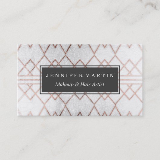 Chic Modern Faux Roos Gold Geometric Triangles Visitekaartje (Voorkant)