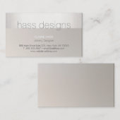 Chic Modern Faux Silver Foil en Taupe Designer Visitekaartje (Voorkant / Achterkant)