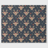 Chic Modern Feestdagen Festive Reindeer Cadeaupapier (Vlak)