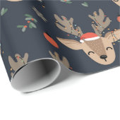 Chic Modern Feestdagen Festive Reindeer Cadeaupapier (Rol Hoek)