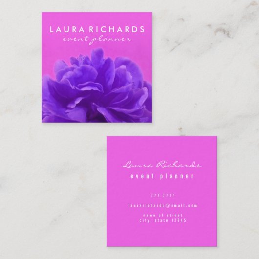 Chic Modern Floral Vierkante Visitekaartje (Voorkant / Achterkant)