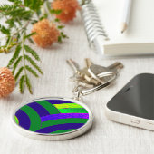 chic modern gebogen chevron sleutelhanger (Zijkant)