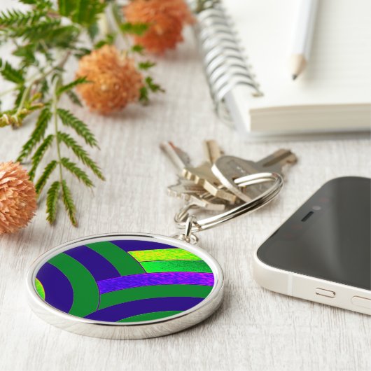 chic modern gebogen chevron sleutelhanger (Zijkant)