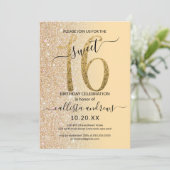 Chic Modern Geel Goud Glitter Ombre Sweet 16 Kaart (Staand voorkant)