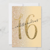 Chic Modern Geel Goud Glitter Ombre Sweet 16 Kaart (Achterkant)