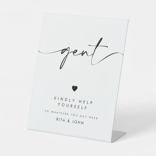 Chic Modern Gents Badkamer Trouwbord Reclamebord Met Voetstuk (Voorkant)