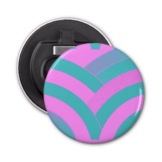 chic modern, gesofisticeerd roze/groene chevrons button flesopener (Voorkant)