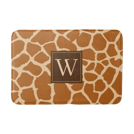 Chic Modern Giraffe Print Monogram Badmat (Voorkant)