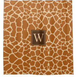 Chic Modern Giraffe Print Monogram Douchegordijn