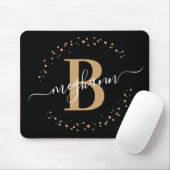 Chic Modern Girly Black Gold Name Script Muismat (Met muis)