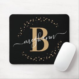 Chic Modern Girly Black Gold Name Script Muismat