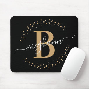 Chic Modern Girly Black Gold Name Script Muismat