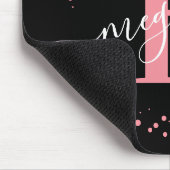 Chic Modern Girly Pink Black Name Monogram Muismat (Hoek)