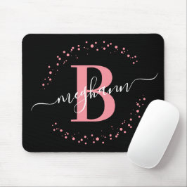 Chic Modern Girly Pink Black Name Monogram Muismat