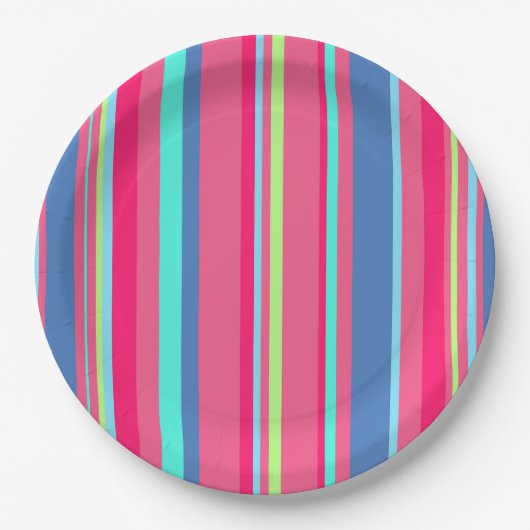 Chic Modern Girly Snoep Stripe Patroon Papieren Bordje (Voorkant)