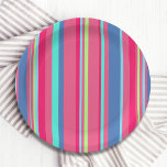Chic Modern Girly Snoep Stripe Patroon Papieren Bordje<br><div class="desc">Dit moderne ontwerp heeft kleurrijke strepen in roze,  blauw en groen. #modern #chic #stylish #elegant #girly #preppy #forher #party #partysupplies #partyplates #tableware #paperplates</div>
