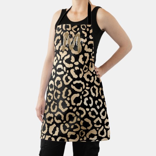 Chic Modern Gold Black Leopard Cheetah Monogram Schort (Insitu)