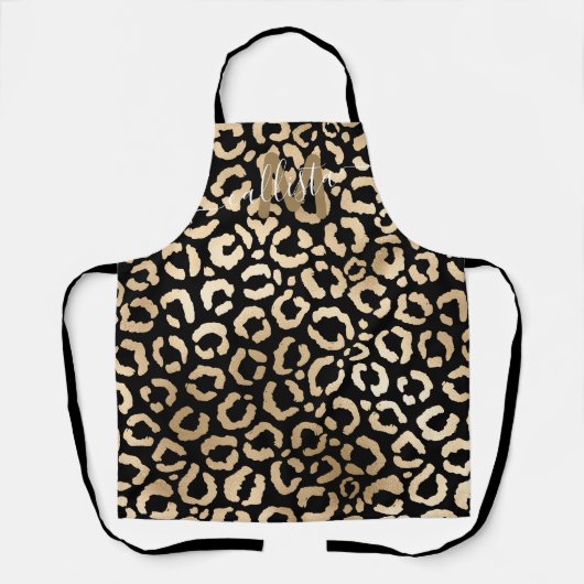 Chic Modern Gold Black Leopard Cheetah Monogram Schort (Voorkant)