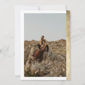 Chic modern Gold border 2 foto's leggen bruiloft v Kaart (Achterkant)