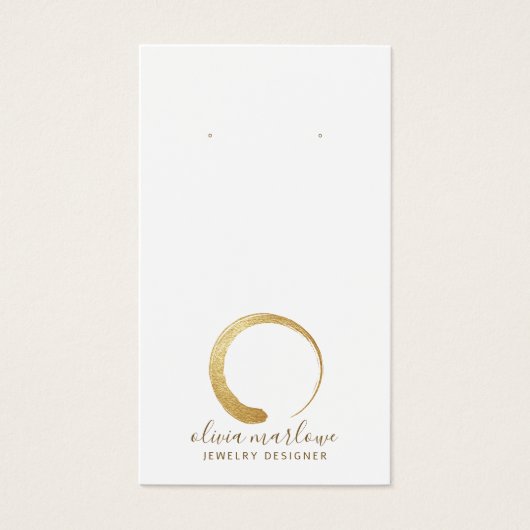 Chic Modern Gold Circle Logo Sieraden Display Kaar Visitekaartje (Voorkant)