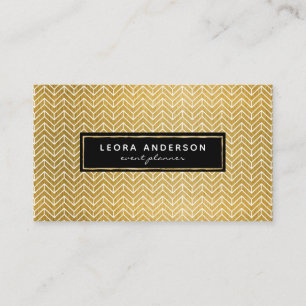 Chic Modern Gold Herringbone Pattern Visitekaartje