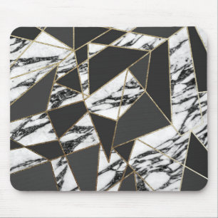 Chic Modern Gold Marble en Black Geometric Muismat