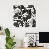 Chic Modern Gold Marble en Black Geometric Poster (Thuiskantoor)
