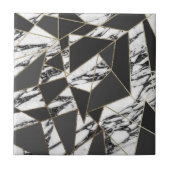 Chic Modern Gold Marble en Black Geometric Tegeltje (Voorkant)