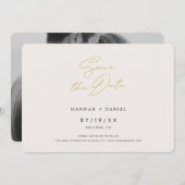 Chic Modern Gold Photo Wedding Save the Date Kaart (Voorkant / Achterkant)