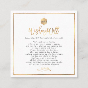 Chic+Modern Gold Script Wishing Well Cards Vierkante Visitekaartje