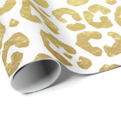 Chic Modern Gold White Leopard Jaguar Cheetah Cadeaupapier (Rol Hoek)