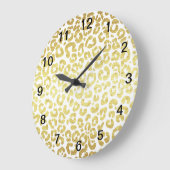 Chic Modern Gold White Leopard Jaguar Cheetah Grote Klok (Hoek)