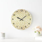 Chic Modern Gold White Leopard Jaguar Cheetah Grote Klok (Huis)
