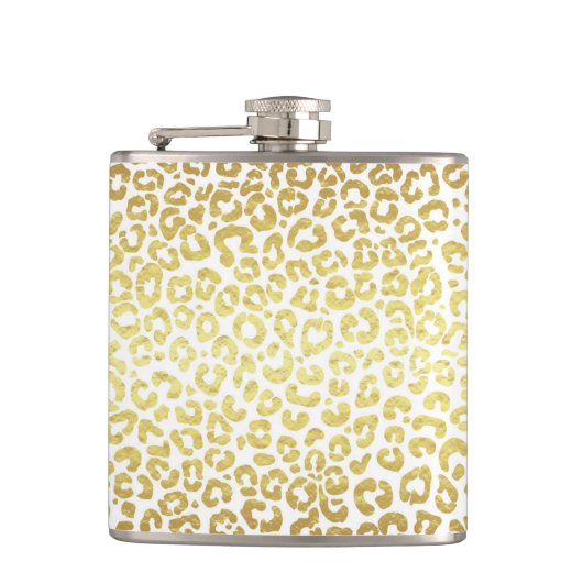 Chic Modern Gold White Leopard Jaguar Cheetah Heupfles (Voorkant)